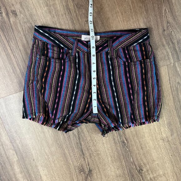 Philosophy Colorful  Stripe Fringe Hippie Shorts Sz 4 - Picture 9 of 10